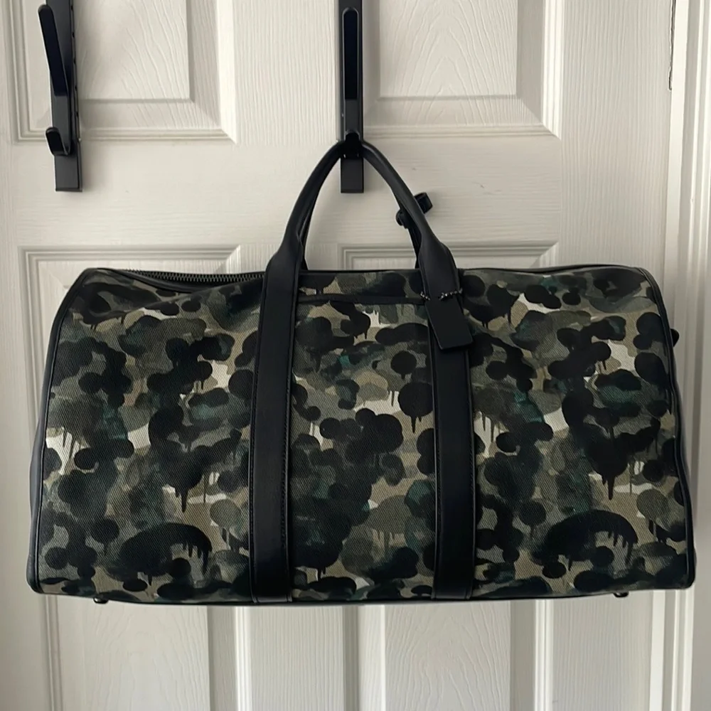 Coach Gotham Duffle Bag Camo Canvas Green Blue - Picture 3 of 16